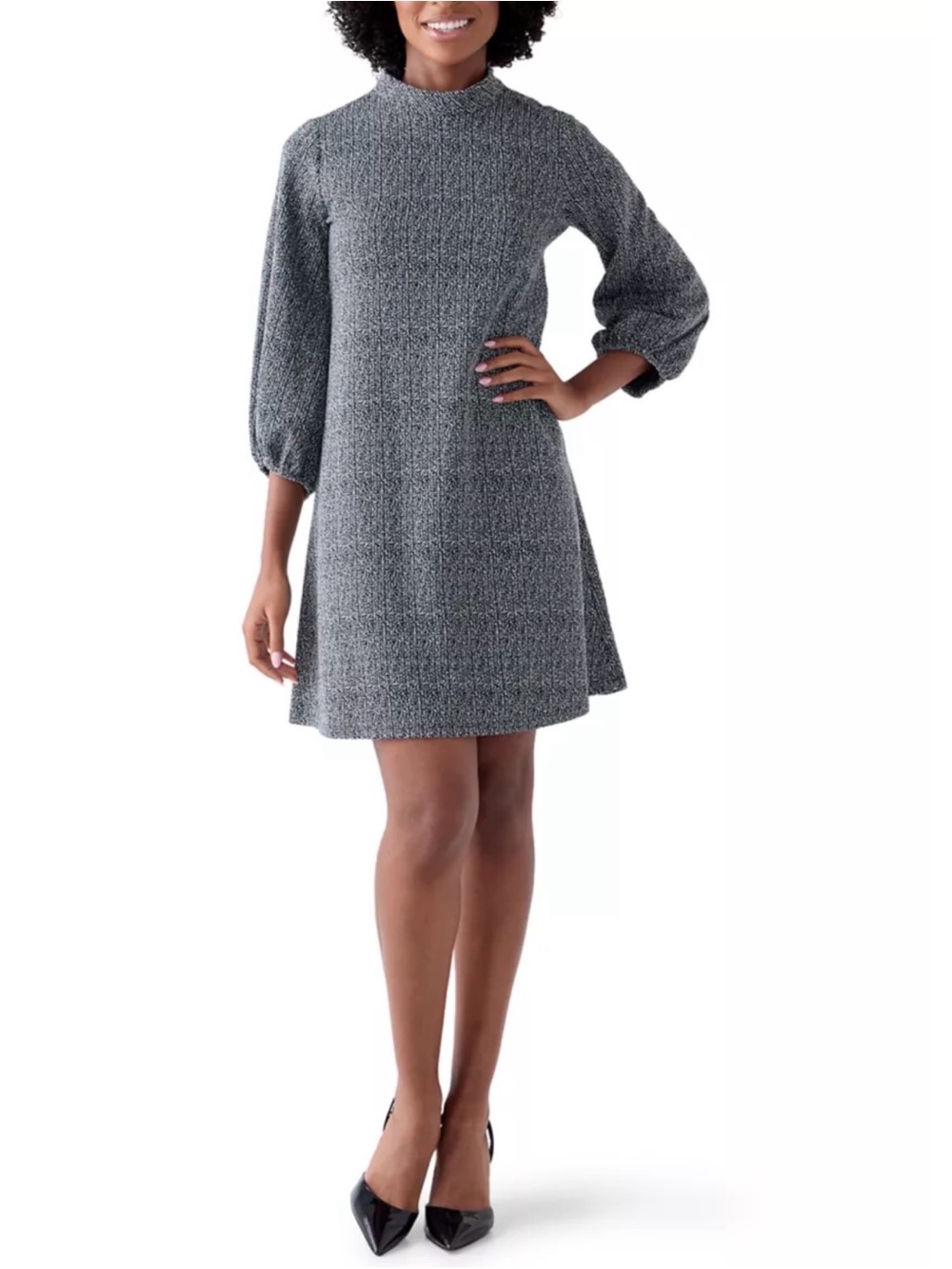 NWT Robbie Bee Black White Mock Neck Tie Back Shift Dress XL